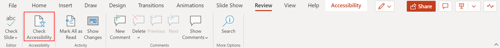 Check Accessibility in PowerPoint Web