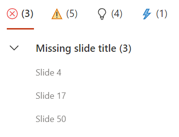 Accessibility Checker Inspection results: Missing slide title
