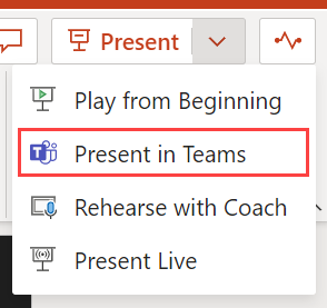 PowerPoint Present in Teams button
