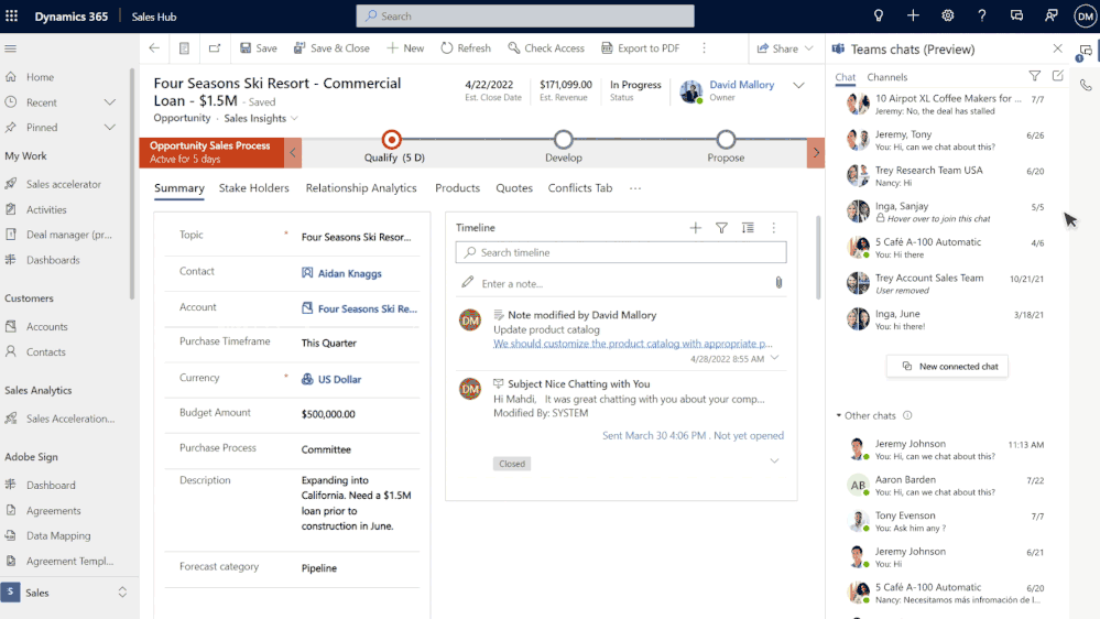 Connect to an existing Teams chat in Dynamics 365.gif