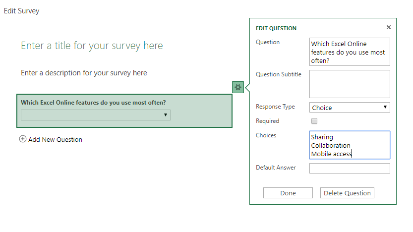 Edit Excel survey