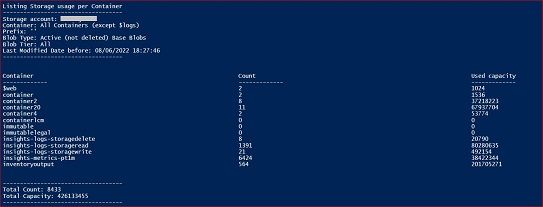 Azure Storage Blob Count & Capacity usage Calculator