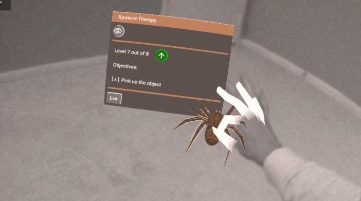 Menu and digital hand touching spider