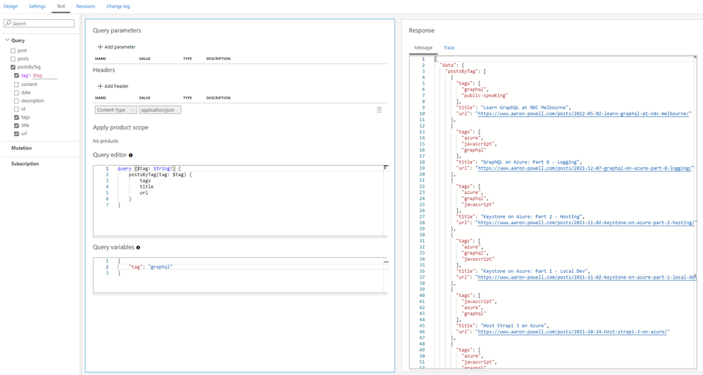 Executing a test query to the tag as a variable