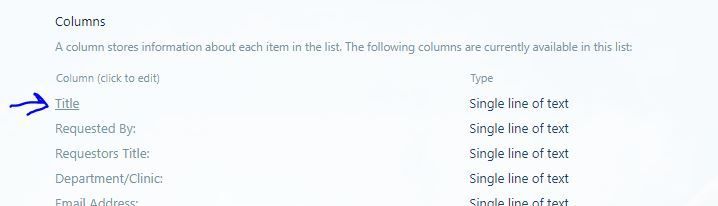 The Columns in the List Settings