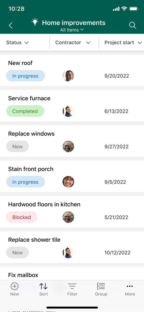 Track home improvements on your iOS device using Microsoft Lists - MSA Preview for iOS (beta).