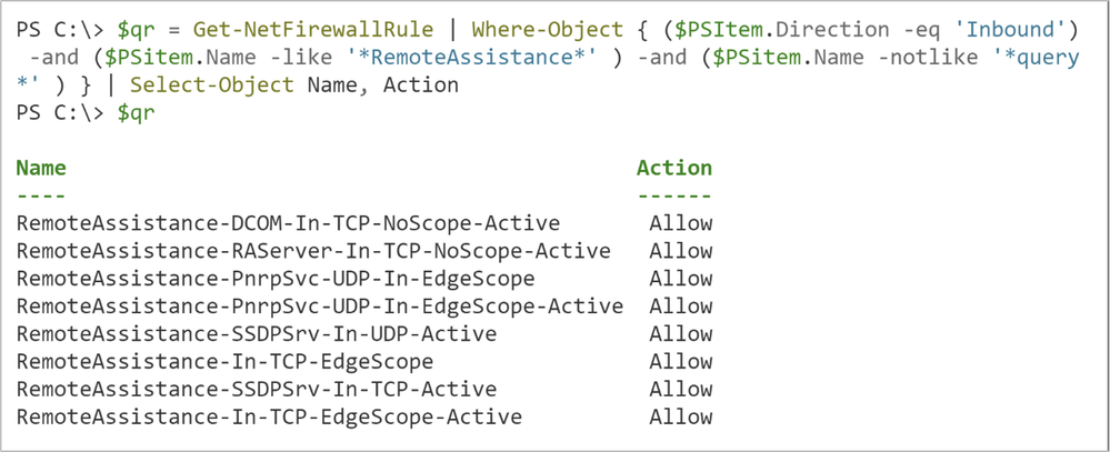 Figure 3: The output query script showing Name and Action values.