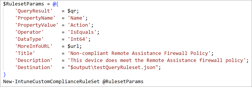 Figure 4: The custom compliance JSON file     created by the IntuneCustomCompliance cmdlet using the Destination parameter.