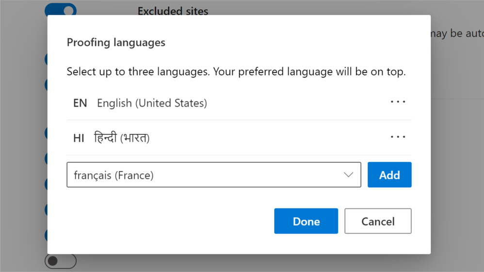 An image demonstrating how to add a preferred language.