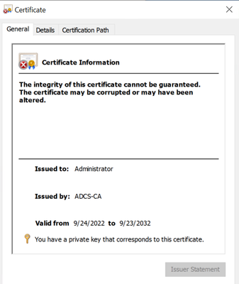 Figure 4 - Crafted certificate for Administrator user