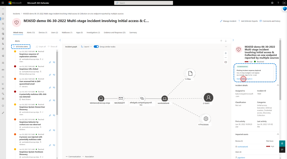 Figure 5: Visual incident graph and incident playbooks