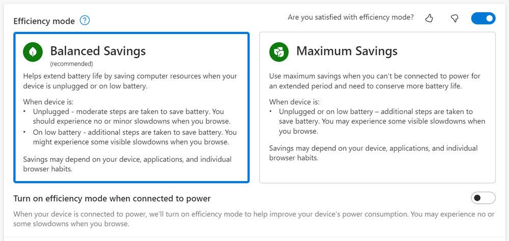 thumbnail image 1 of blog post titled Efficiency mode in Microsoft Edge: Save even more battery life with recent updates Re: Efficiency mode in Microsoft Edge: Save even more battery life with recent updates 