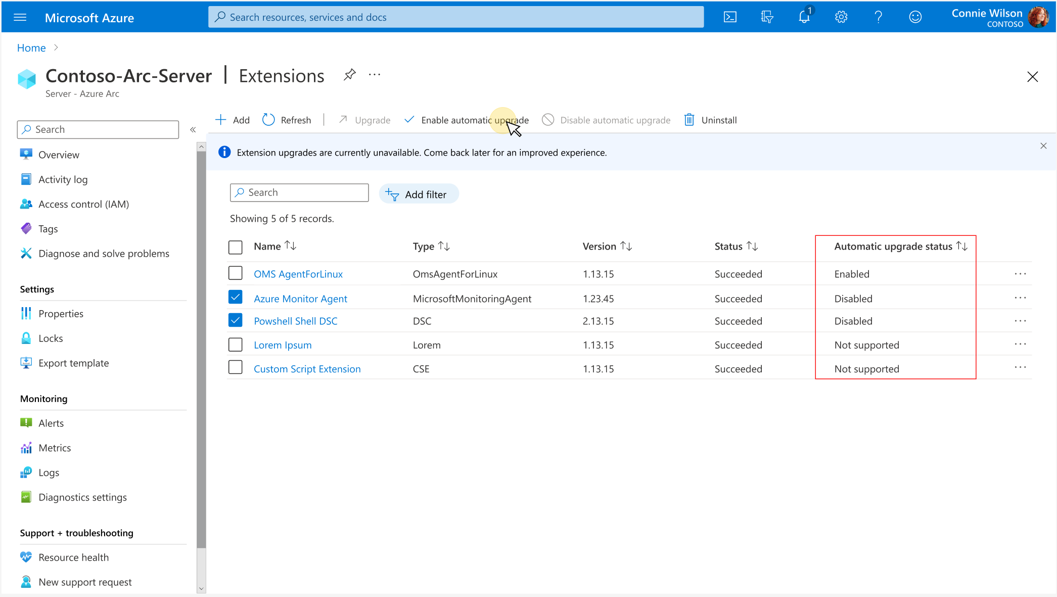 Automatic extension upgrade now provides high availability to Arc-enabled servers during upgrades