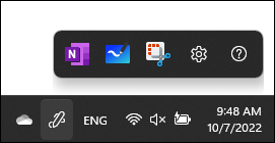 An image demonstrating the OneNote entry point from the pen menu.