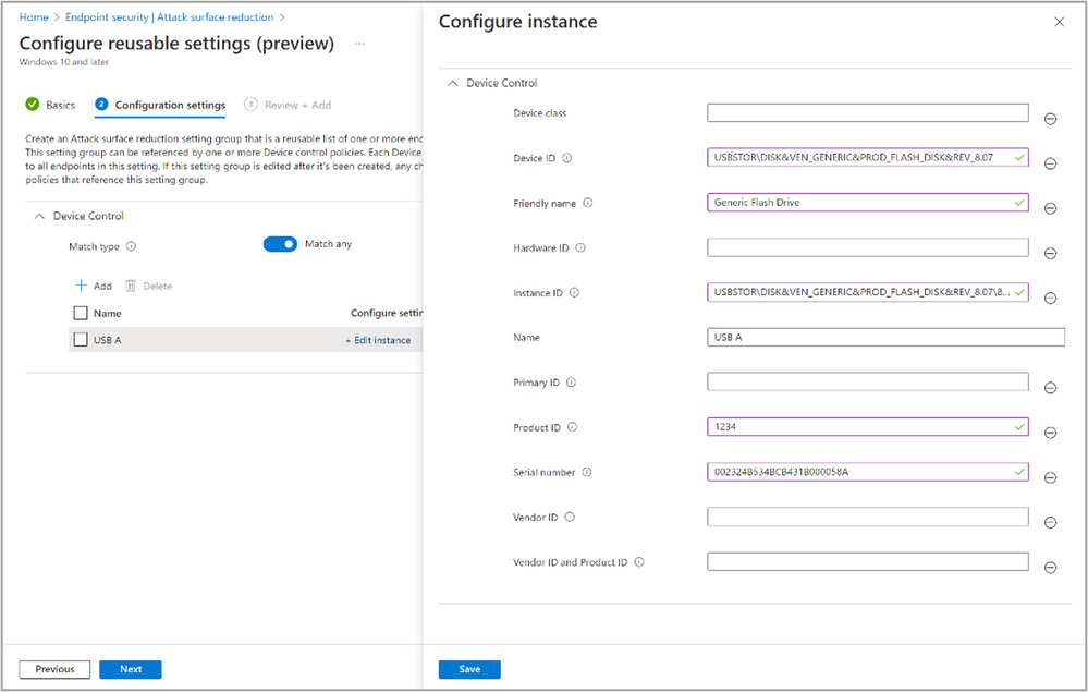 thumbnail image 2 captioned A screenshot of configuring reusable settings in the Endpoint Manager admin center.
