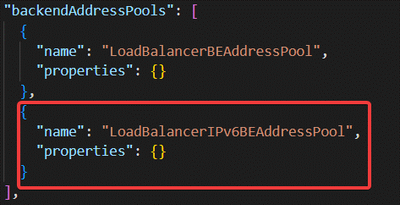 Backend address pool of LB change in template