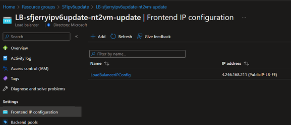 Frontend IP configuration of LB before change
