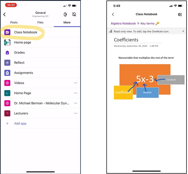OneNote Class Notebook viewer for Teams Mobile.png