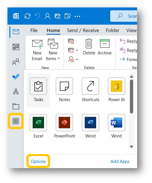 Outlook for Windows New location for the Mail, Calendar, People, and