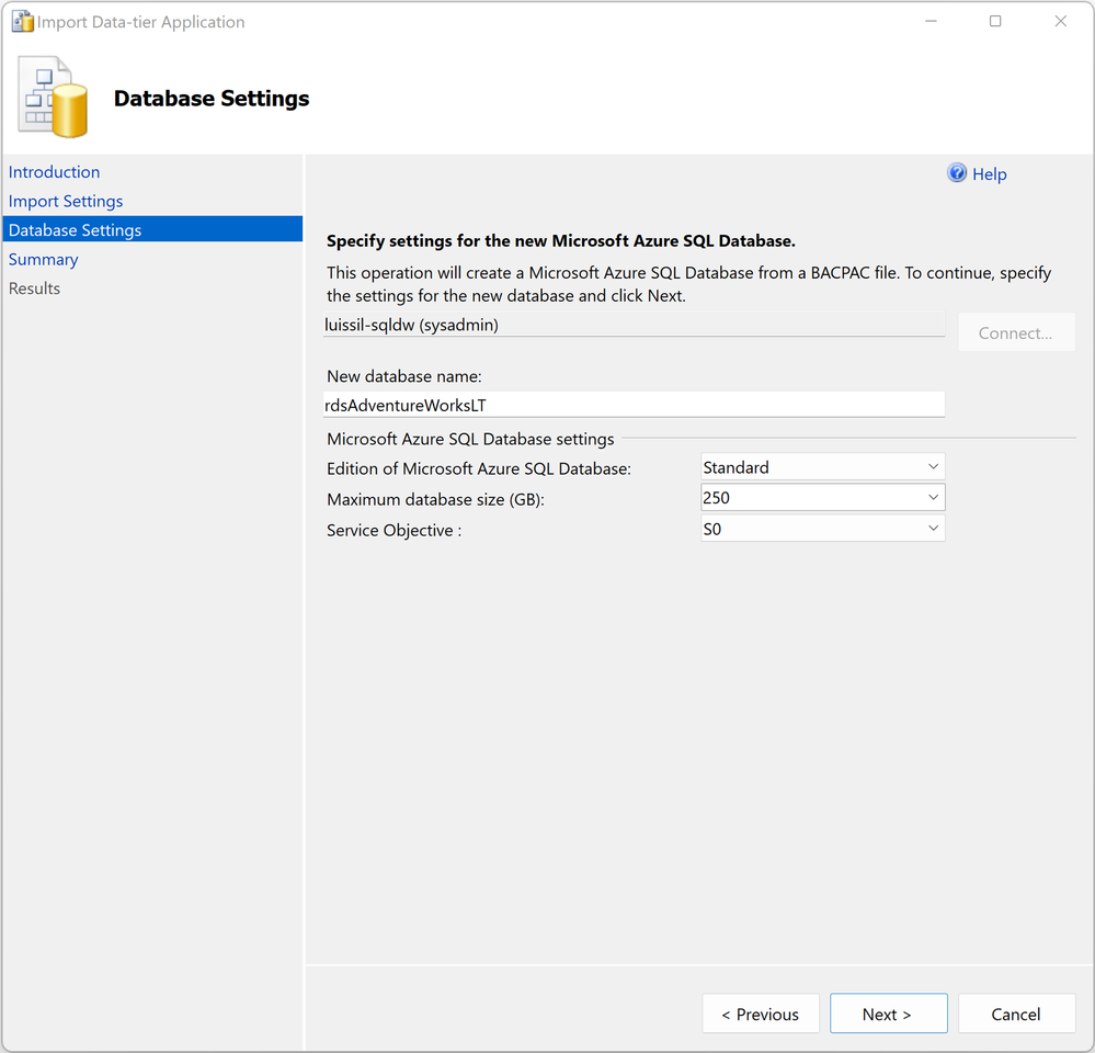 Database Settings