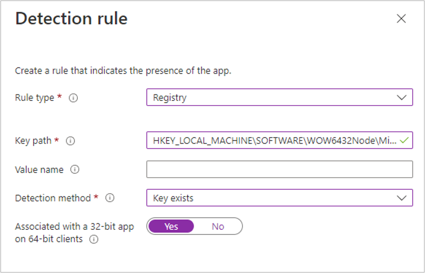 A screenshot of the Detection rule setup.