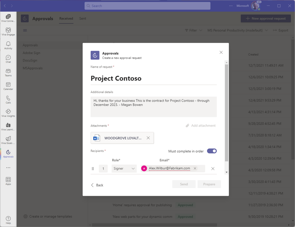 When you need signatures for your documents, there's no need to send multiple drafts or back-and-forth emails to people. Now you can attach documents in e-sign requests and send them directly in Approvals on your desktop or mobile device.