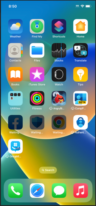 Figure 1: Screenshot of a user’s apps waiting to install on an iOS device.