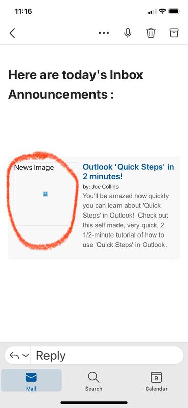 From Outlook App on iPhone