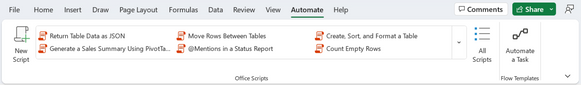 thumbnail image 1 of blog post titled Automate your tasks with the Automate tab—now in Excel for Windows and Mac 