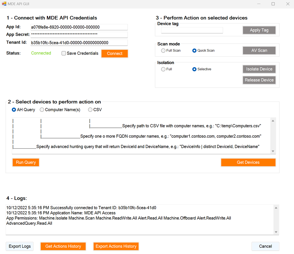 Figure 2: MDE API GUI tool interface