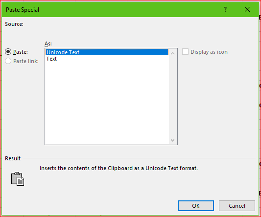 The appearance of Paste special... not only in Excel but also in other Office applications which occurred at once