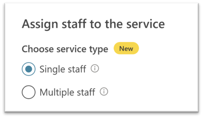 An image demonstrating two service type options available for staff: Single staff and Multiple staff.