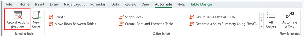 thumbnail image 3 captioned Record worksheet actions using Office Scripts