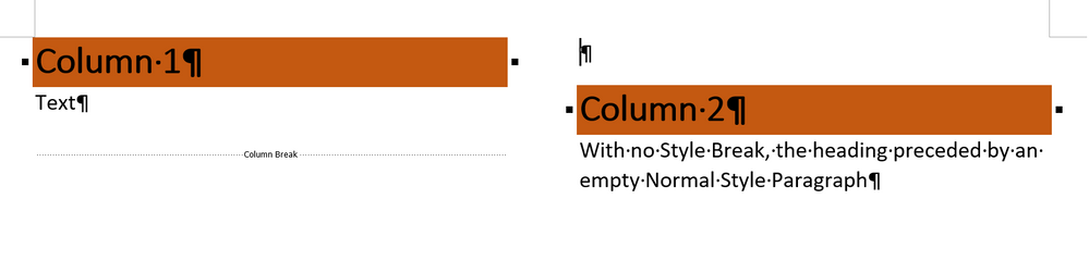 Column Breaks cause problems if the first line is a title - Microsoft  Community Hub