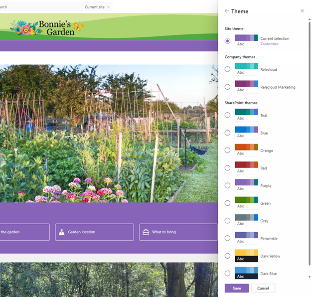 SharePoint themes and company themes