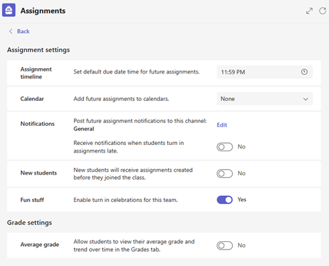 New Grade Settings