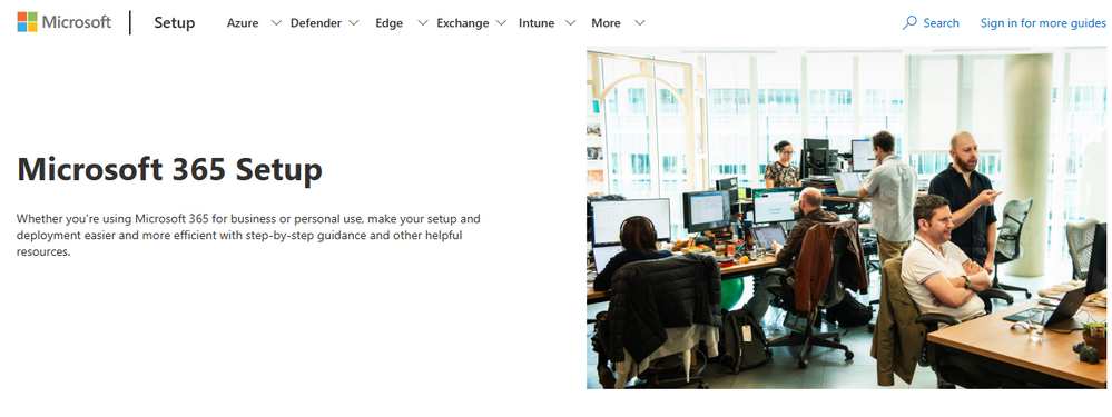 An image demonstrating the homepage for setup.microsoft.com.