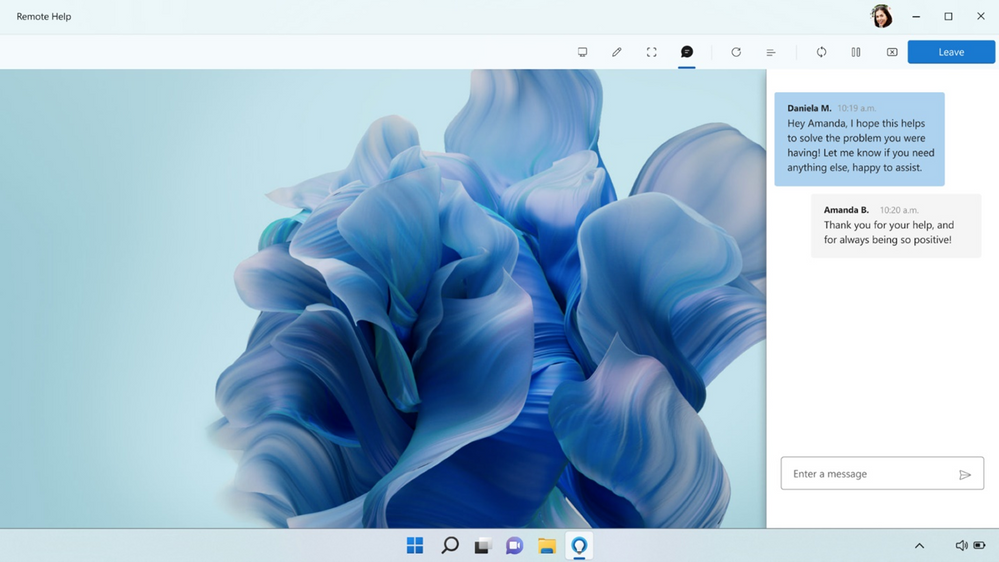 Remote Help for Windows in-app chat experience.