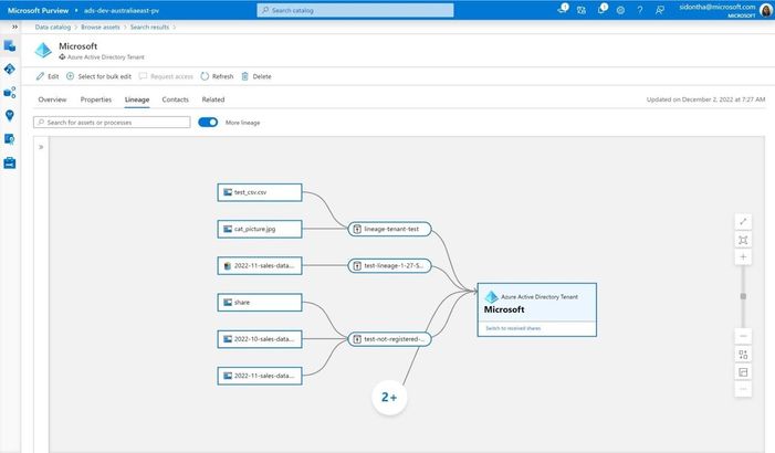 Data Sharing Lineage and search for Azure Storage in-place sharing in Microsoft Purview