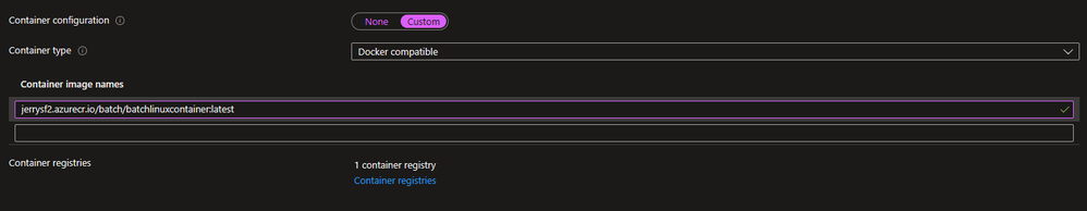 Batch pool configuration page