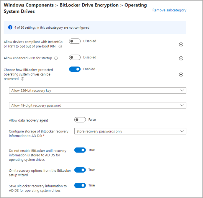 A screenshot of the Operating System Drives pane and the available configuration options.