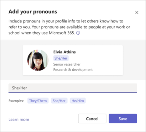 Add Pronouns to your Profile Card