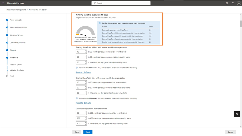 Figure 2: The policy wizard estimates the number of users who will match the policy condition in real time