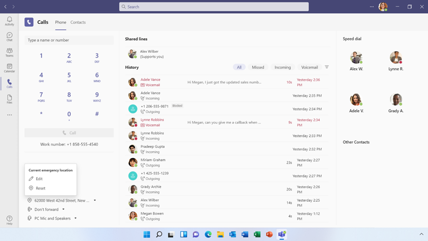 Setting emergency location on your Teams Phone Desktop or Web