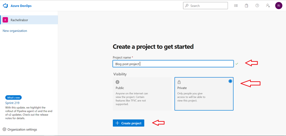 Create a project in Azure DeveOps.PNG