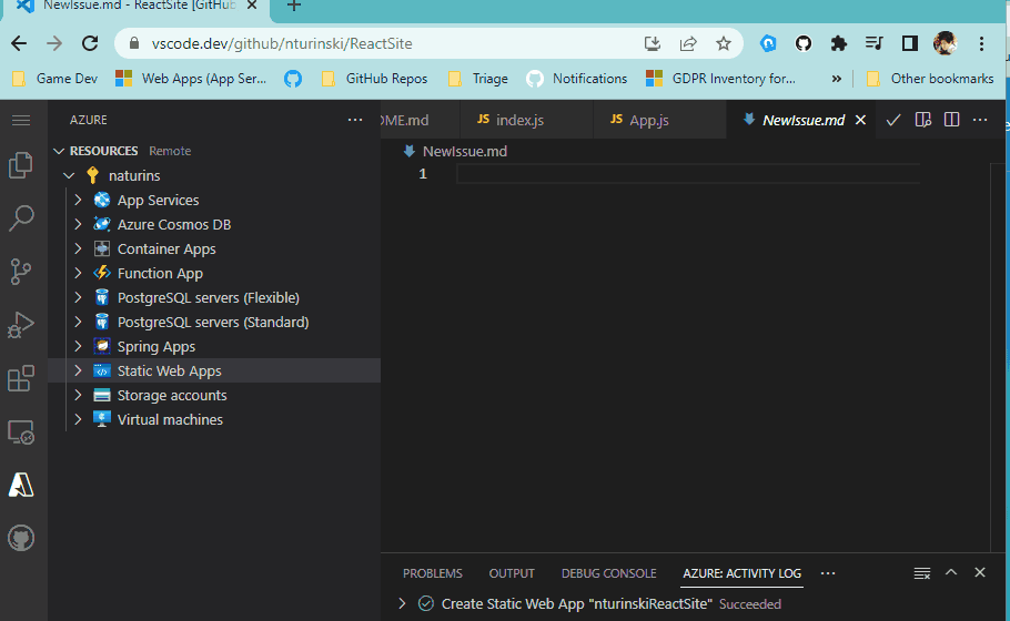 Use the Azure Container Apps Extension in vscode.dev!