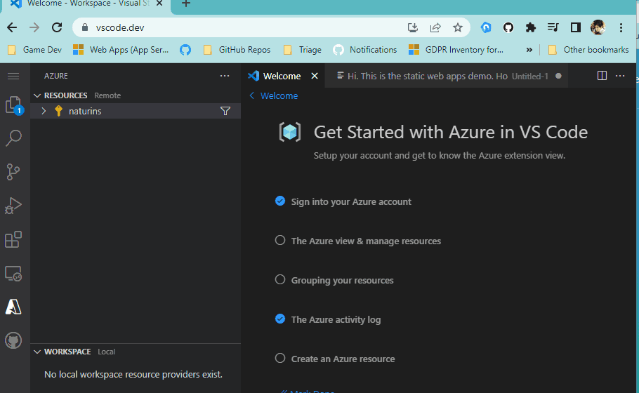 See all your Azure Resources within the browser easily with vscode.dev!