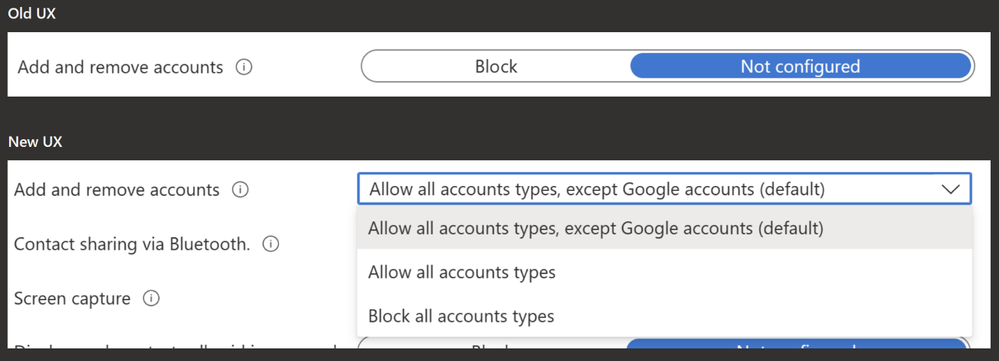 The old and new user experience for adding Google accounts