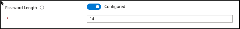 Snippet from Policy Creation, Password Length Setting